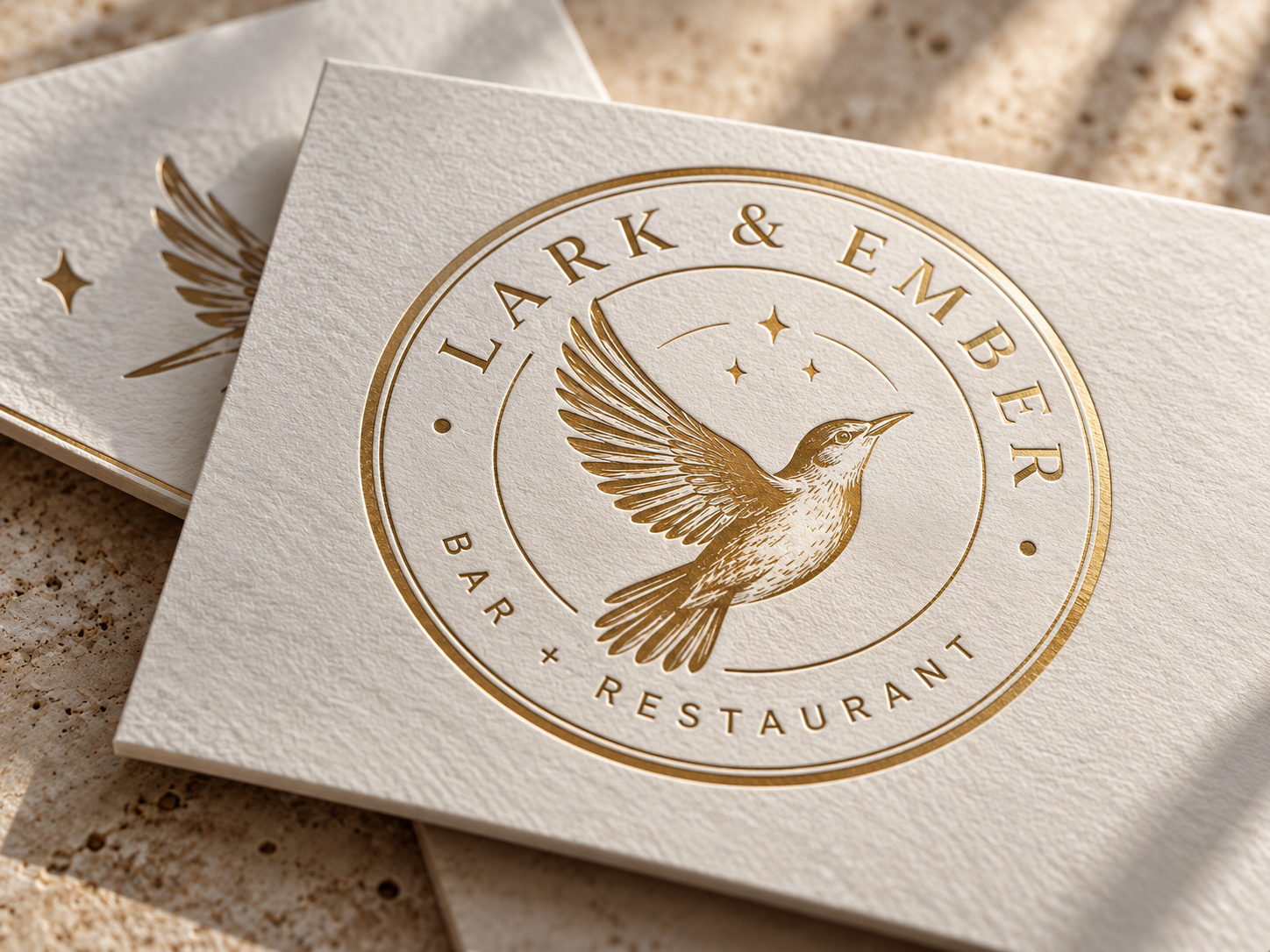 Luxury hospitality logo presented on premium stationery