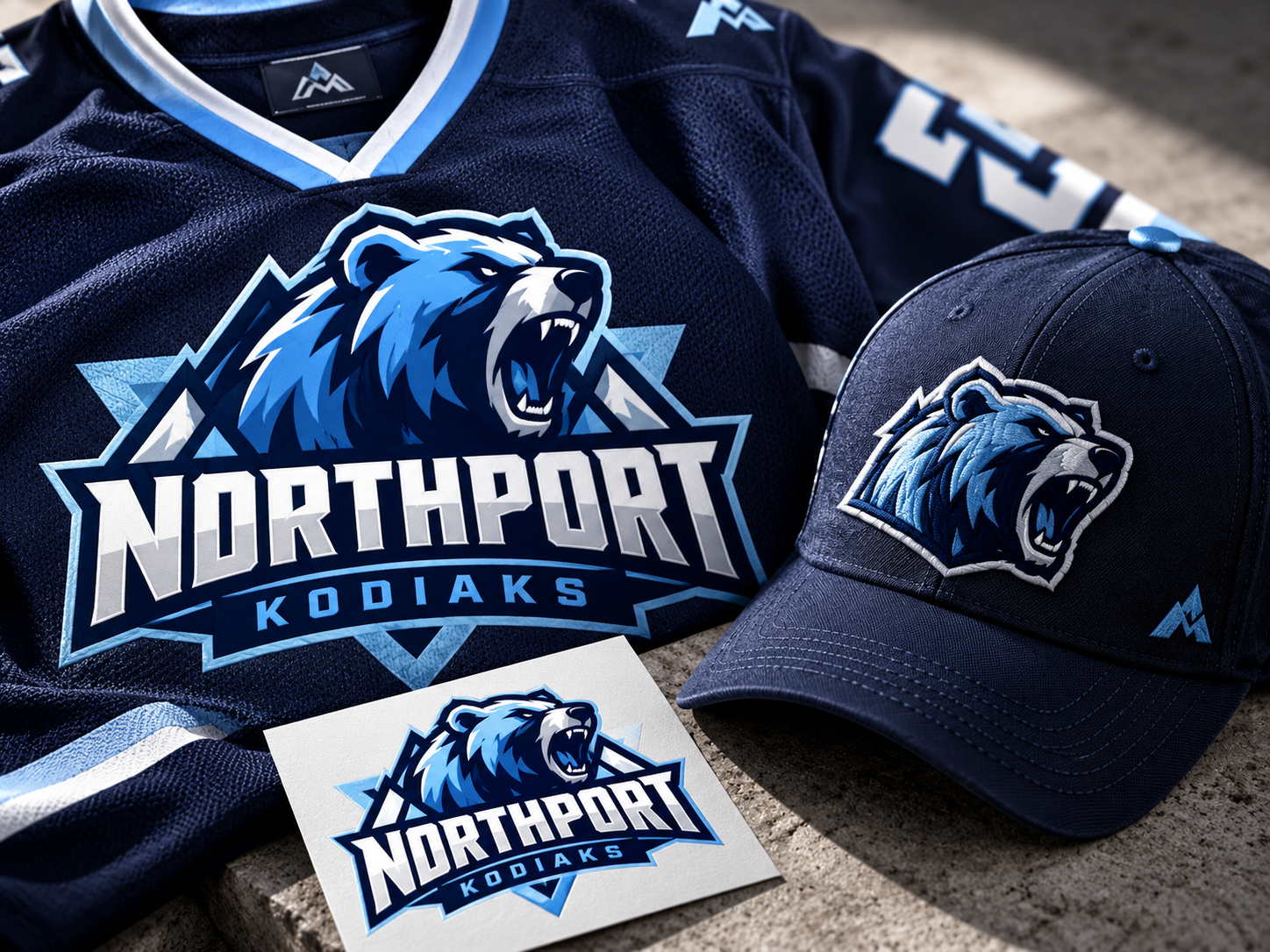 Professional sports team branding shown on apparel and cap